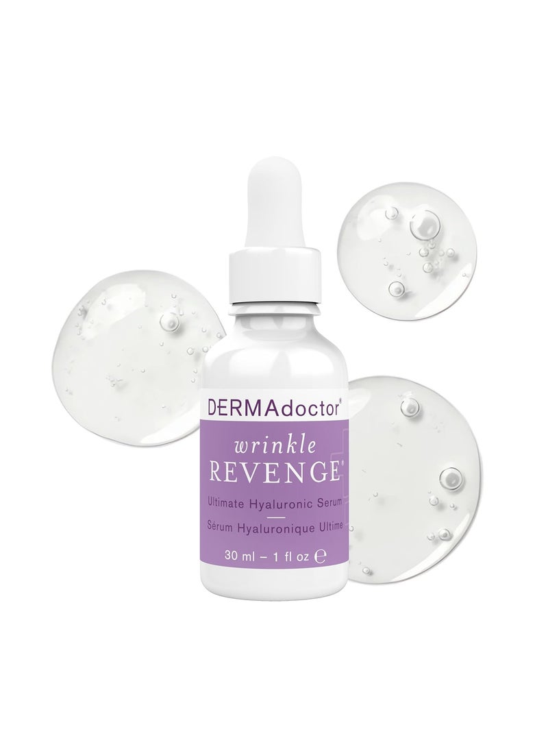 DERMAdoctor Wrinkle Revenge Dermatologist Formulated Anti Aging Hyaluronic Acid Serum for Face, Hydrating Serum, Wrinkle Filler & Hydrating Primer Fragrance Free - 1 fl oz
