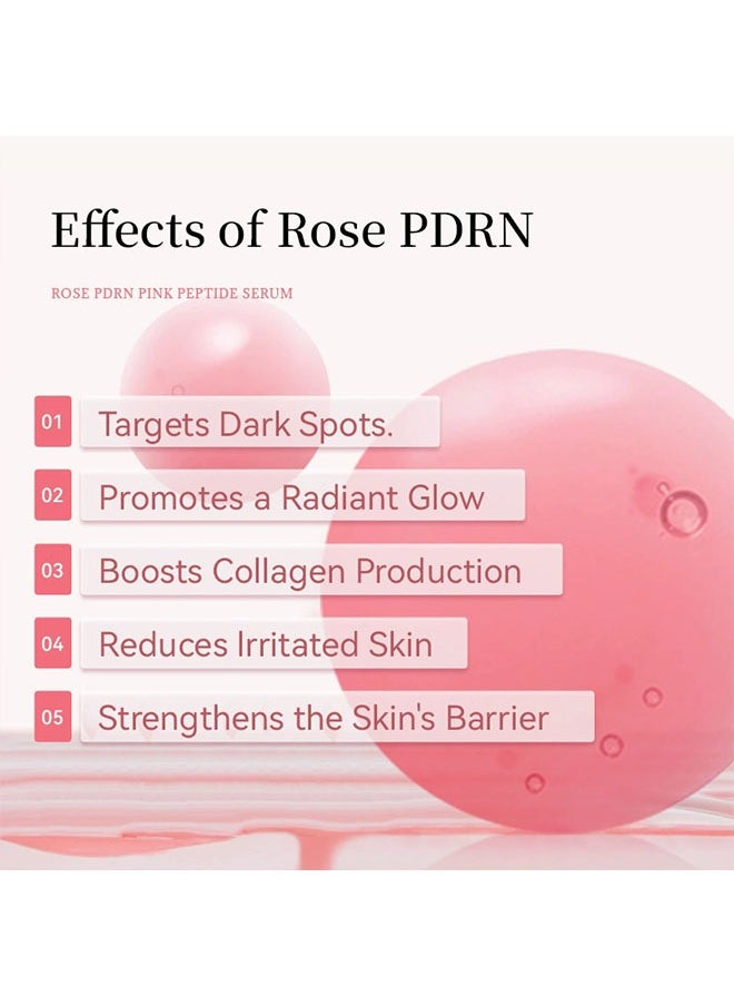 ROSE PDRN  Pink Peptide Serum- Dark Spot Care,Even Skin Tone, PDRN (Sodium DNA)1%, 5 Types Peptide Complex-PDRN Salmon, Pink glow serum, Peptide, Niacinamide, Hydrating & Moisturizing  30ml