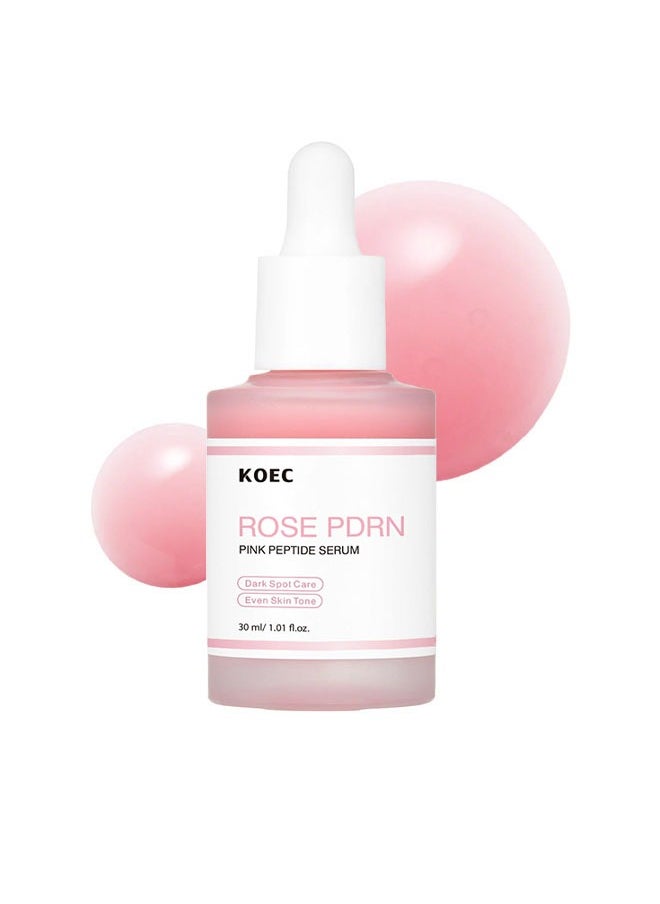 ROSE PDRN  Pink Peptide Serum- Dark Spot Care,Even Skin Tone, PDRN (Sodium DNA)1%, 5 Types Peptide Complex-PDRN Salmon, Pink glow serum, Peptide, Niacinamide, Hydrating & Moisturizing  30ml