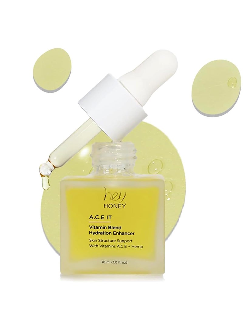 Hey Honey Skincare A.C.E. IT Blend Drops Vitamin A Vitamin C Vitamin E | Skin Treatment Dew Drops | Anti Aging Face Oil targets Wrinkles & Uneven Skin Texture, Visibly Brighten & Smooth | 1 Oz