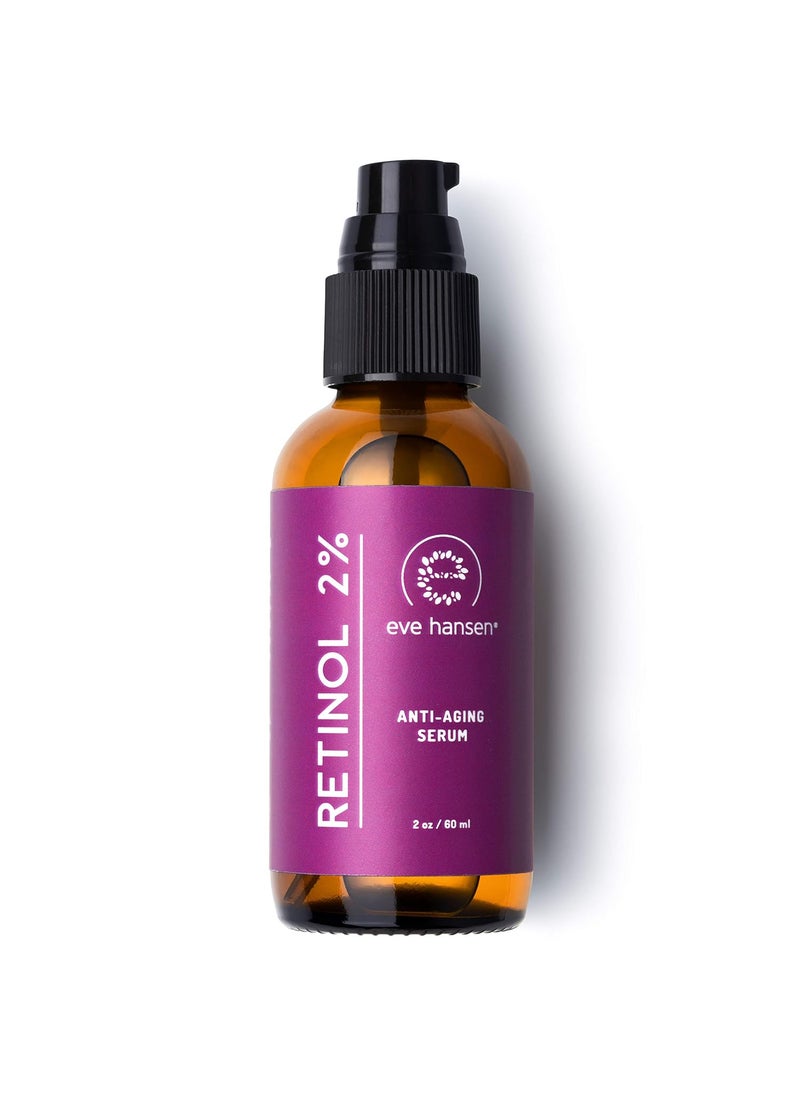 Eve Hansen Retinol Serum for Face 2% | (2oz) Facelift in a Bottle Wrinkle Filler Pore Minimizer Anti Aging Serum | Organic Retinol Anti Wrinkle Serum, Vitamin A Serum, Hyaluronic Acid