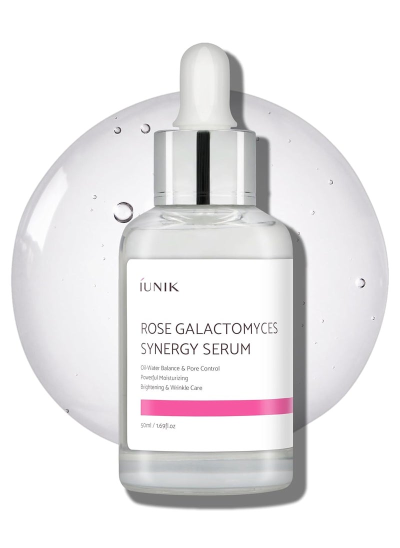 iUNIK Rose Galactomyces Synergy Vegan Face Serum 1.69 Fl Oz Naturally Fermented Rose Water Hydrating Ampoule Serum Deep Moisturizing Pore Minimizing Alcohol-free Chemical-free Korean Skincare