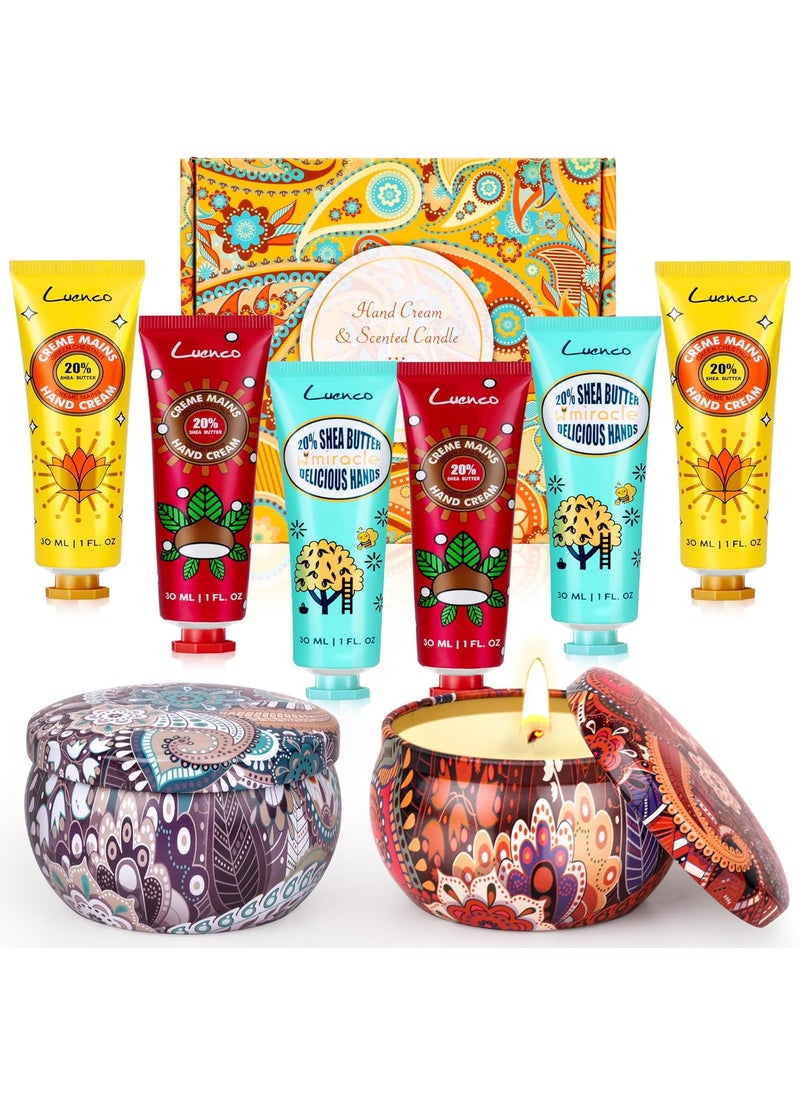 Scented Candle Gift Set for Women, Hand Lotion Gift set, Mini Hand Lotion Bulk with 2 Pack Aromatherapy Candles for Bridesmaid, Birthday, Valentine's, Mother's Day, Christmas