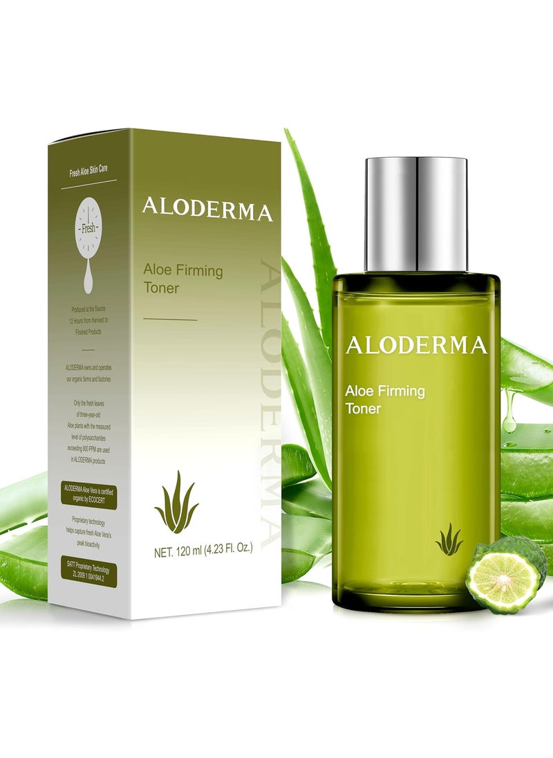 Aloderma Firming Skin Toner with 91% Organic Aloe Vera - Natural Facial Toner for Women with Natural Botanicals to Diminish The Appearance of Fine Lines & Wrinkles - Aloe Vera Facial Toner - 4.2 Oz