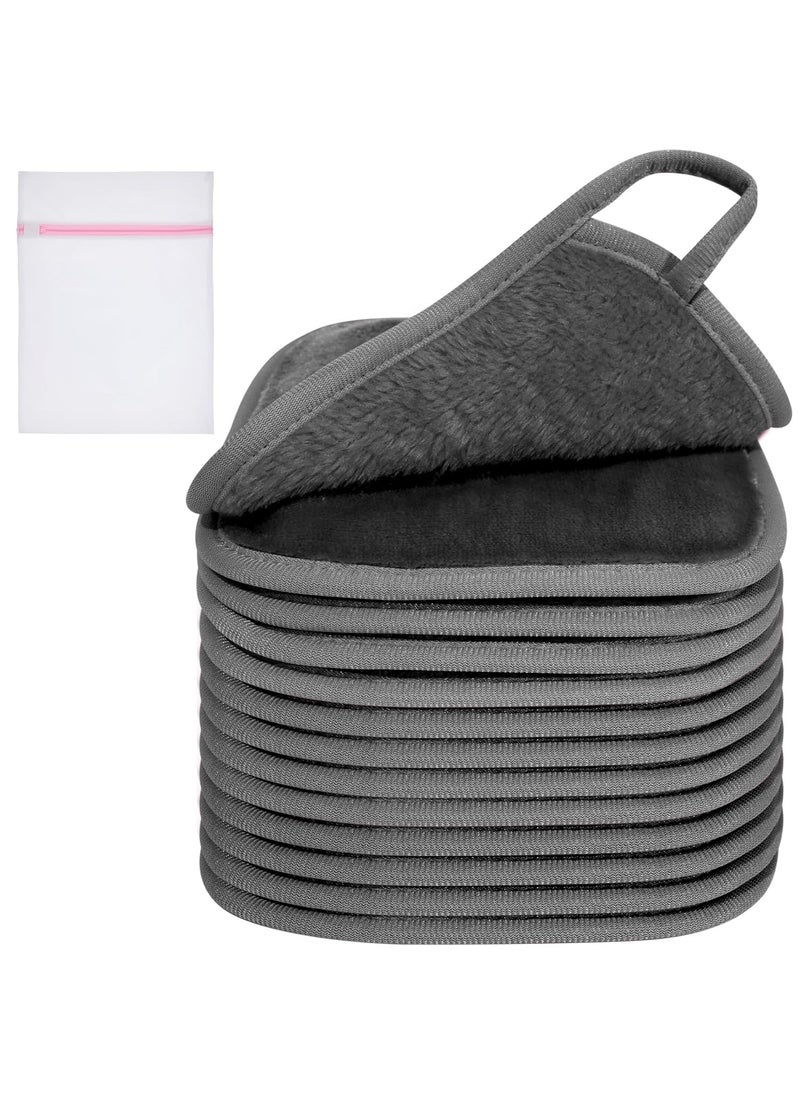 KODAMO Makeup Remover Cloth, 6 inch x 6 inch Reusable Makeup Remover Towels with Laundry Bag, Microfiber Makeup Removal Face Wash Cloths with Just Water, 12 Pack, Grey