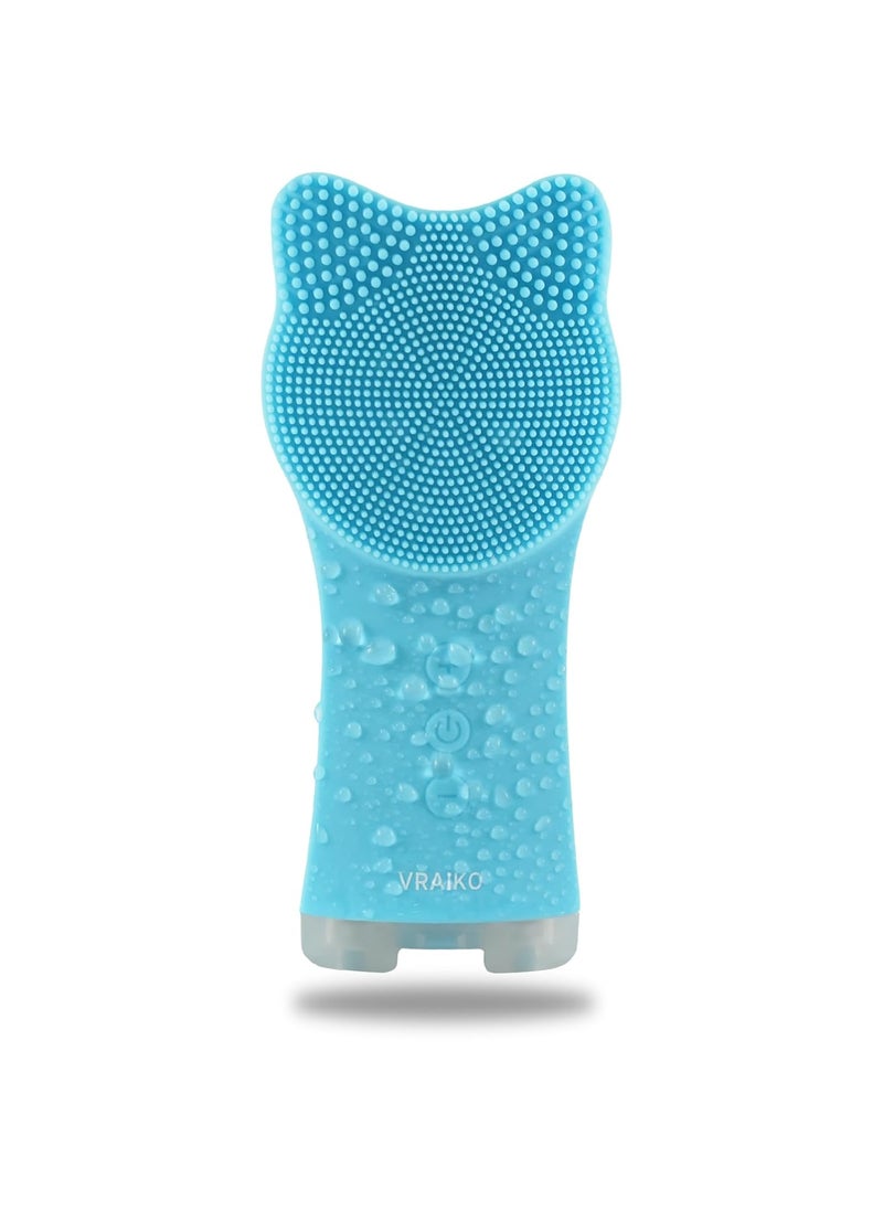 MIA Facial Cleansing Brush, Waterproof Rechargeable Face Cleansing Brush, with Soft Silicone and Adjustable Sonic Vibration, for Deep Cleansing Gentle Exfoliating and Massaging (Blue)