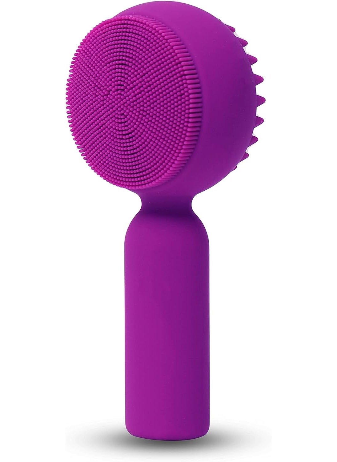 Silicone Facial Cleansing Brush 2 in 1 Silicone Facial Scrubber Manual Exfoliating Facial Brush Face Cleanser Face Exfoliator Ultrafine Bristles for Sensitive Skin Easy to Clean Lather Well (Purple)