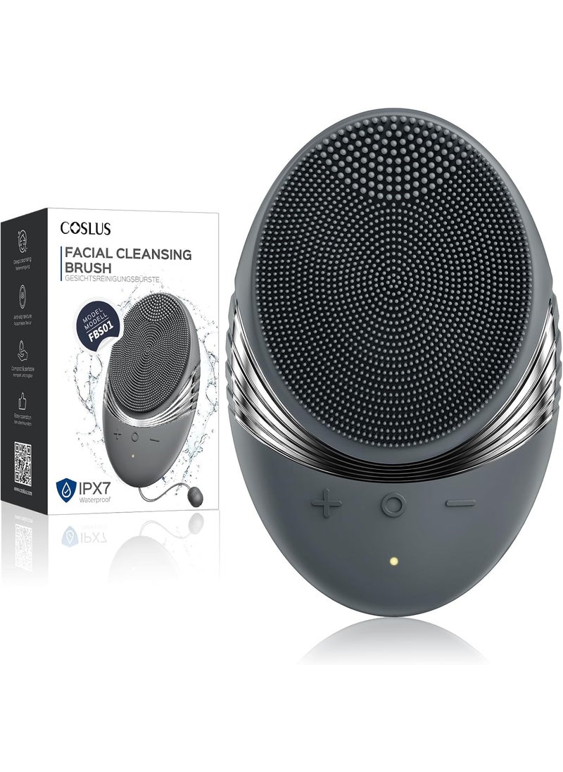 COSLUS Facial Cleansing Brush Face Scrubber : Portable Silicone Waterproof Rechargeable Face Wash Brush, 5 Cleansing Modes, Electric Deep Cleaning for Men & Women, Removing Blackhead, Exfoliating