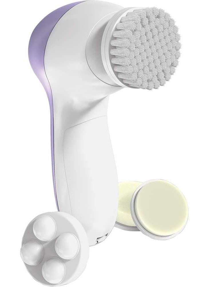 Bella Ciao Lavender 6-Pc Cleansing and Exfoliating Kit |4 Massage & Cleansing Heads & Callus Removal Disc | Battery-Operated, Dual-Speed | Shrinks Pores, Restores Circulation |Removes Flaky Skin