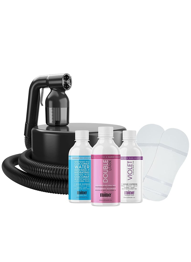 MineTan Elite Esthetician Professional Spray Tan Kit - Ultra Fine Tanning Pro Mist with Lightweight Equipment, Ideal for both Salons and Mobile Tanners, Airbrush Skin Finish