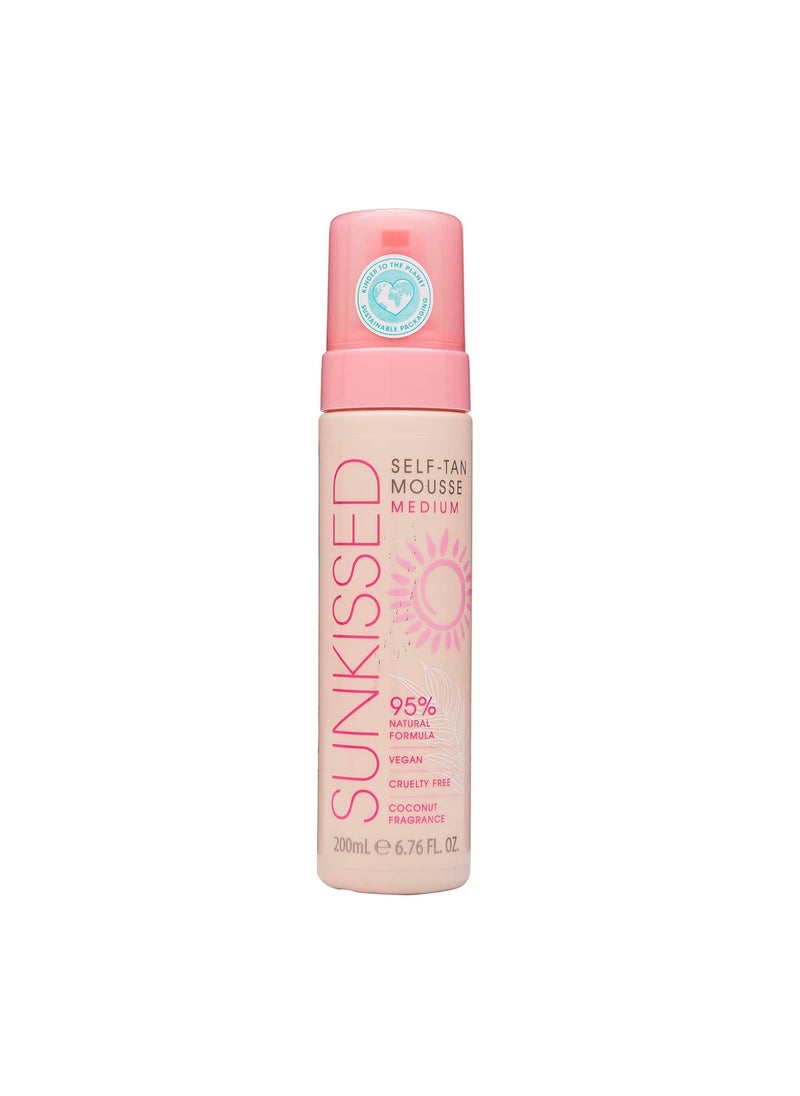 Sunkissed Self Tan Mousse Medium 200ml 95 Percent Natural