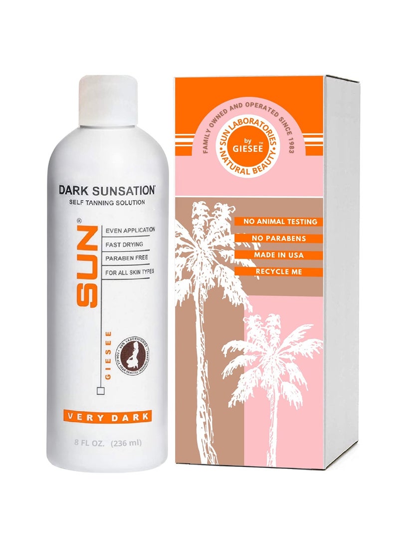 Sun Laboratories By Giesee Dark Sunsation Spray Tan Solution 8 oz - Self Tanning Lotion, Professional Airbrush Tanning Solution, Ultra Dark Bronzing Spray