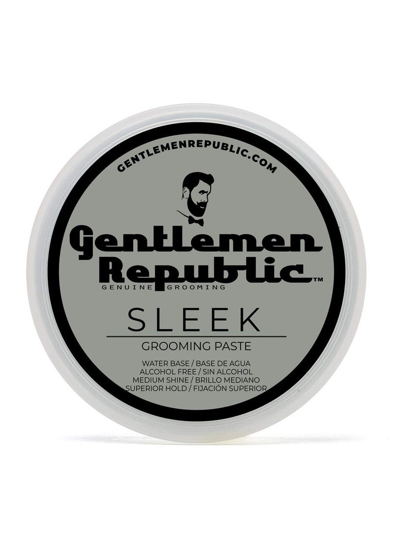 Gentlemen Republic 4oz Sleek Paste - Professional Water-Based Formula for Lightweight Strong Hold and Volume - Alcohol-Free, Fresh Scent - Made in USA