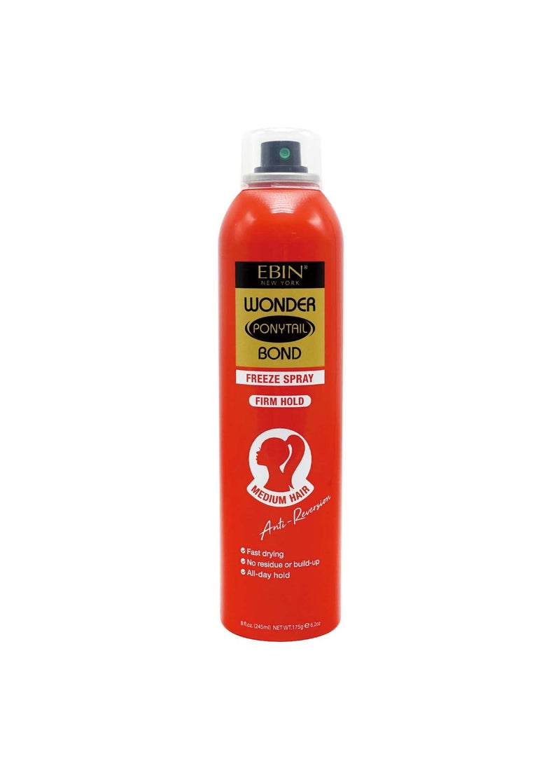 EBIN NEW YORK Wonder Ponytail Bond Freeze Spray Firm Hold - Medium Hair 8oz/ 245ml |Long Lasting Hold, 24-Hour Frizz Control, Shine Enhancing, Fast-Drying, Lightweight, All Hair Types