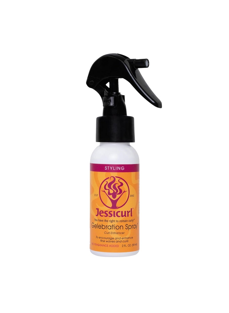 Jessicurl, Gelebration Spray, No Fragrance Added, 2 Fl oz. Curl Enhancer for Fine Hair with Flaxseed Extract, Curl Styler for Wavy Hair, Curly Hair Products