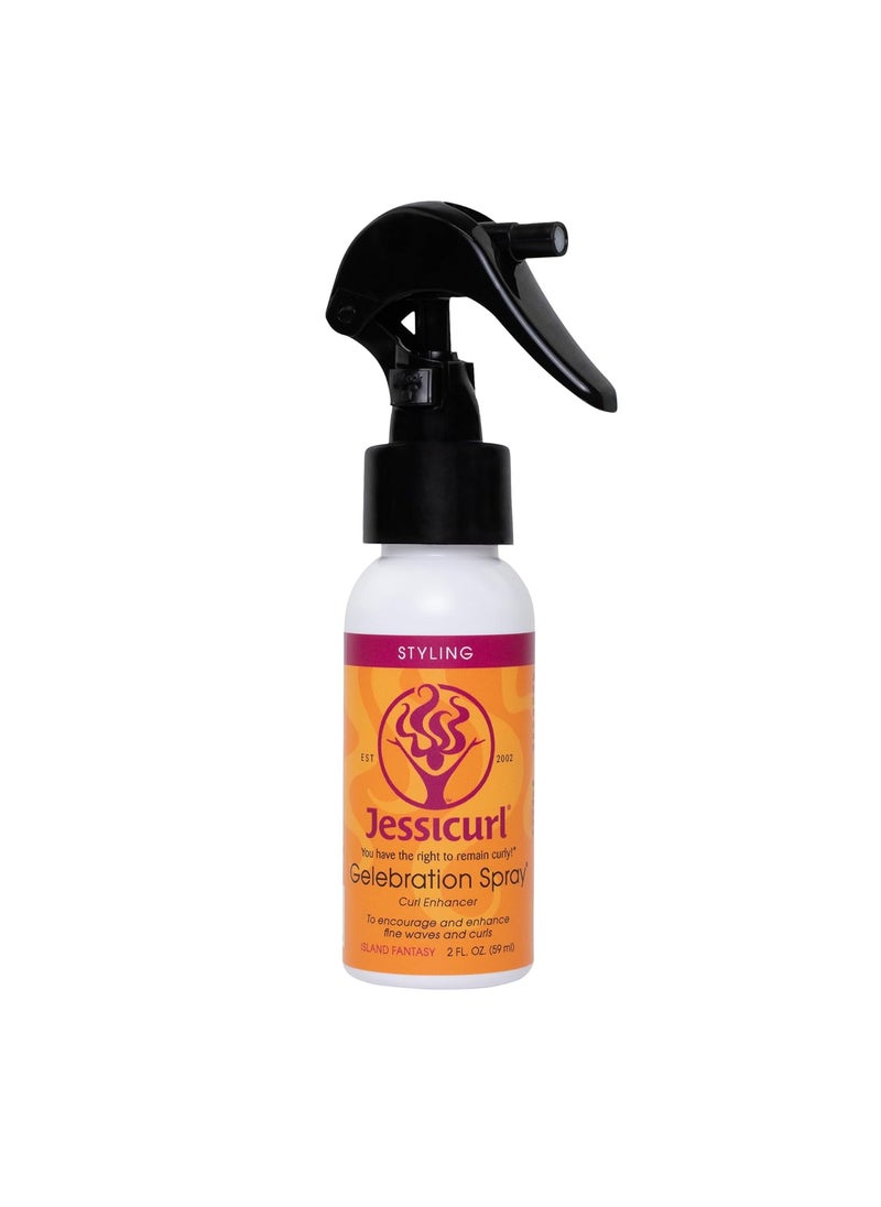 Jessicurl, Gelebration Spray, Island Fantasy, 2 Fl oz. Curl Enhancer for Fine Hair with Flaxseed Extract, Curl Styler for Wavy Hair, Curly Hair Products