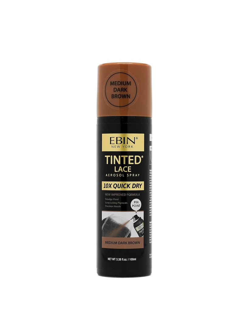 EBIN NEW YORK Tinted Lace Spray - 3.38oz/ 100ml, Medium Dark Brown | Fast Drying, Water Resistant, No Residue, Even Application, Skin-Matching Tone, Natural Look