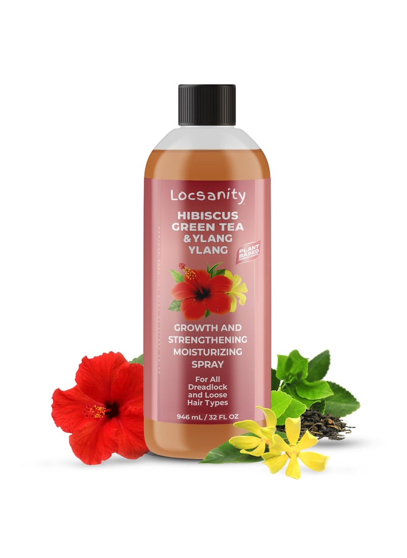 Locsanity Hibiscus Green Tea Hair Growth Spray for Dreadlocks and Loose Hairstyles Hair Care Treatment – Jumbo Size Loc Moisturizer for Thicker, Fuller, Longer Hair (32oz)