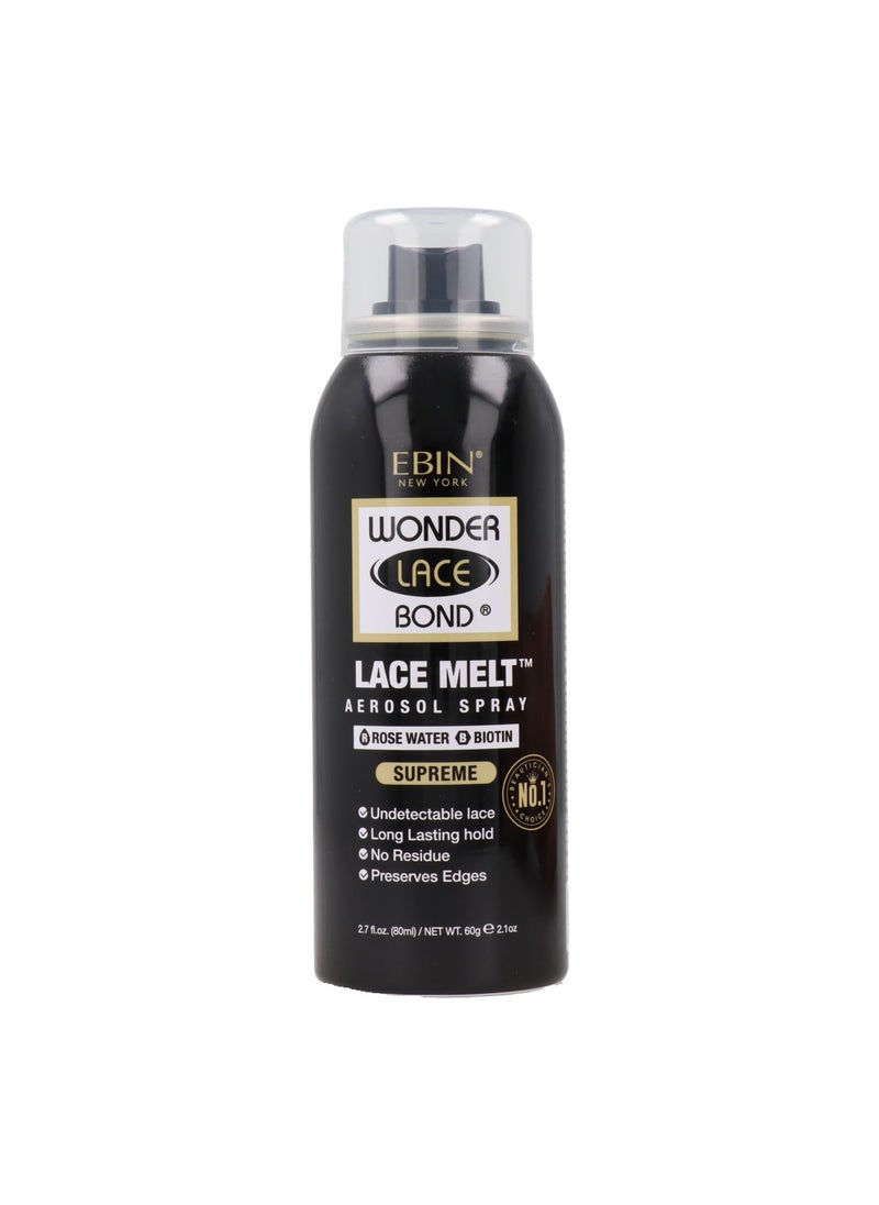 EBIN NEW YORK Wonder Lace Melt Aerosol Spray - Rose Water + Biotin Infused (80ml./ 2.7oz) - Preserves Edges & Undetectable Lace | Long lasting hold | No Residue