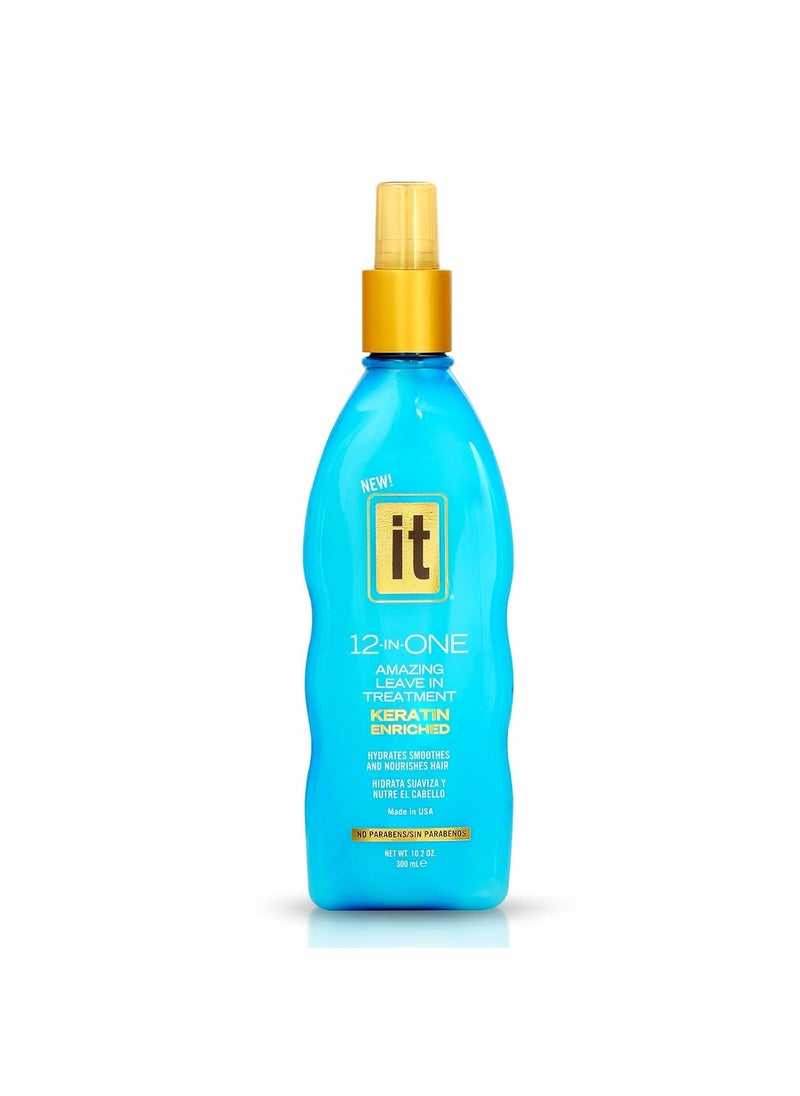 Freeze It 12-in-One Amazing Leave-in Hair Treatment Spray- Infused with Keratin, Borage Oil for Hydration, Smoothness, Nourishment - Strengthens, Protects Dry & Damaged Hair