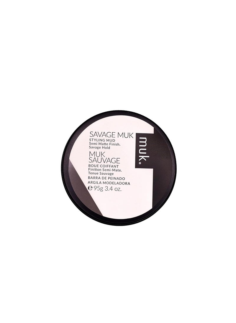 MUK. Haircare Savage Semi Matte Styling Mud, Hair Product, Hair Paste for Men, Strong Hold, Low Shine - 3.4oz
