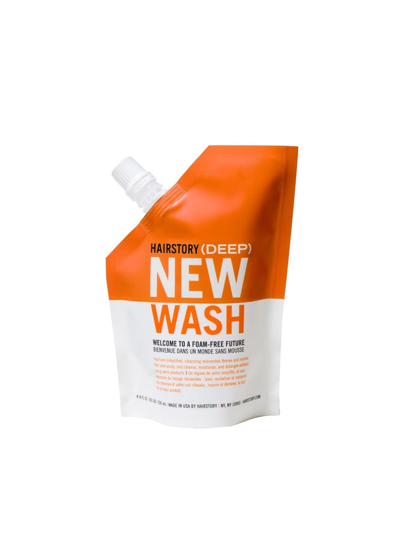 Hairstory New Wash Deep, Clarifying Cleansing Cream for Oily & Fine Hair, Shampoo & Conditioner Alternative, Removes Buildup & Restores Scalp, 8oz