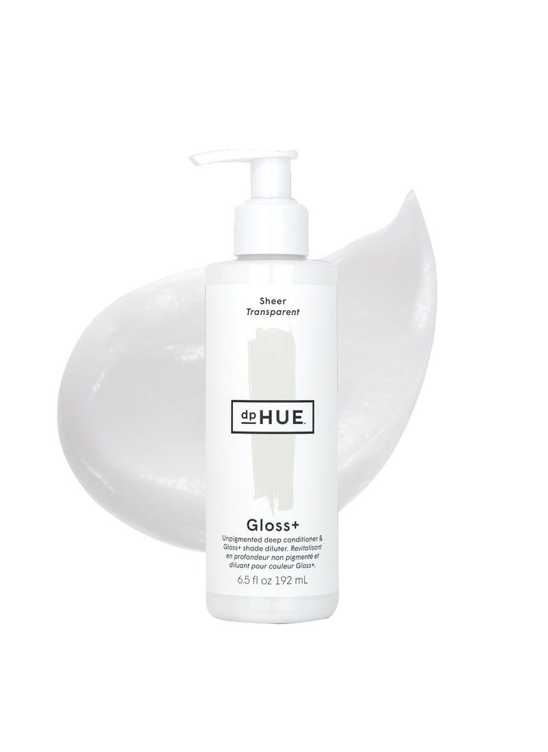 dpHUE Gloss+, Sheer - 6.5 oz - Unpigmented Deep Conditioner & Shade Diluter - Paraben, SLS & SLES Sulfate Free - Vegan, Leaping Bunny Certified