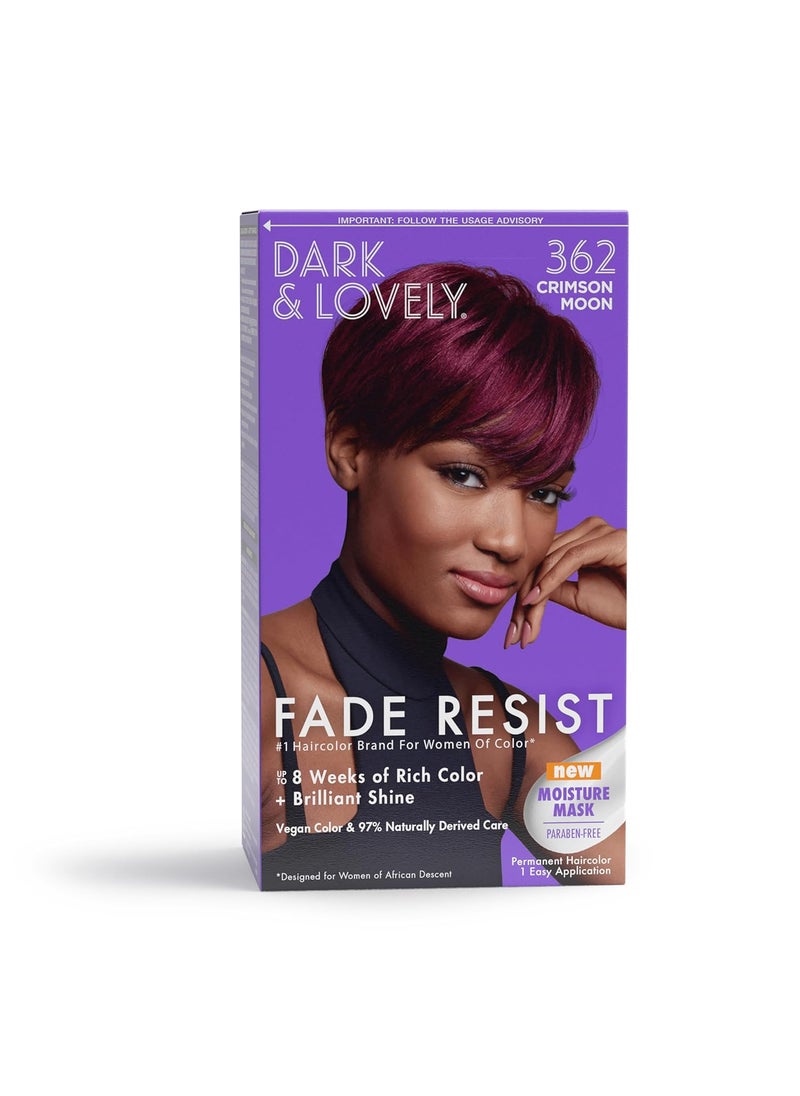 SoftSheen-Carson Dark and Lovely Fade Resist Rich Conditioning Hair Color, Permanent Hair Color, Up To 100 percent Gray Coverage, Brilliant Shine with Argan Oil and Vitamin E, Crimson, 2 Count