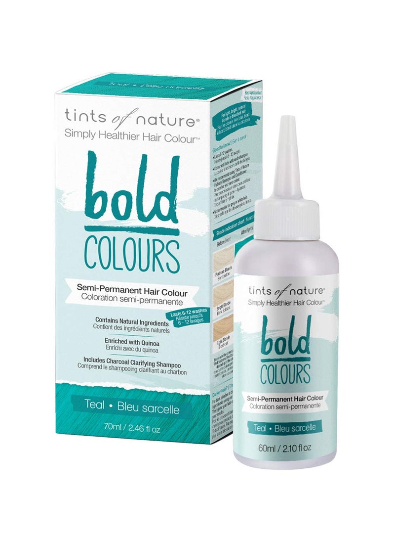 Tints of Nature Bold Colour Teal Semi-Permanent Hair Dye, Ammonia-Free and Damage-Free Colouring, 2.37 fl oz