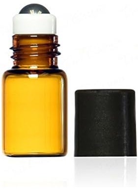 True Essence 3 ml, 3/4 Dram Amber Glass Mini Roll-on Glass Bottles with Metal Roller Balls - Refillable Aromatherapy Essential Oil Roll On (12)