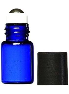 True Essence 3 ml, (3/4 Dram) Cobalt Blue Glass Micro Mini Roll-on Glass Bottles with Metal Roller Balls - Refillable Aromatherapy Essential Oil Roll On (12)