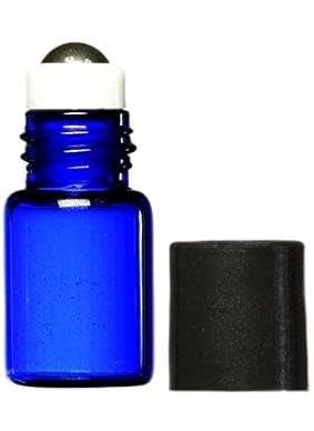 True Essence 2 ml, (5/8 Dram) Cobalt Blue Glass Micro Mini Roll-on Glass Bottles with Metal Roller Balls - Refillable Aromatherapy Essential Oil Roll On (72)