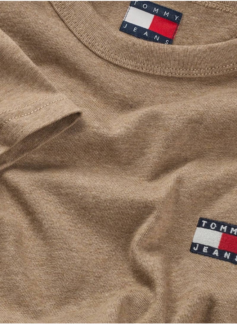 Men's Tommy Badge T-Shirt - Cotton, Brown