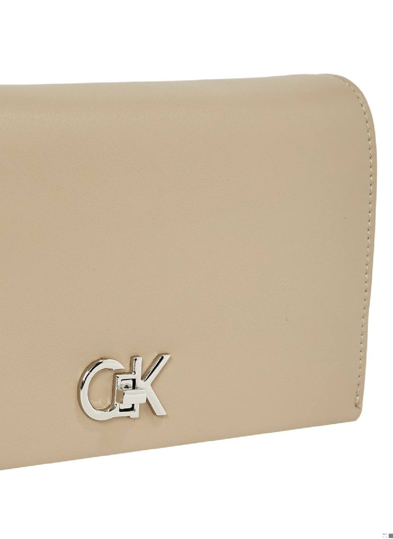 Women's Crossbody Wallet Bag - Polyester Blend, Beige