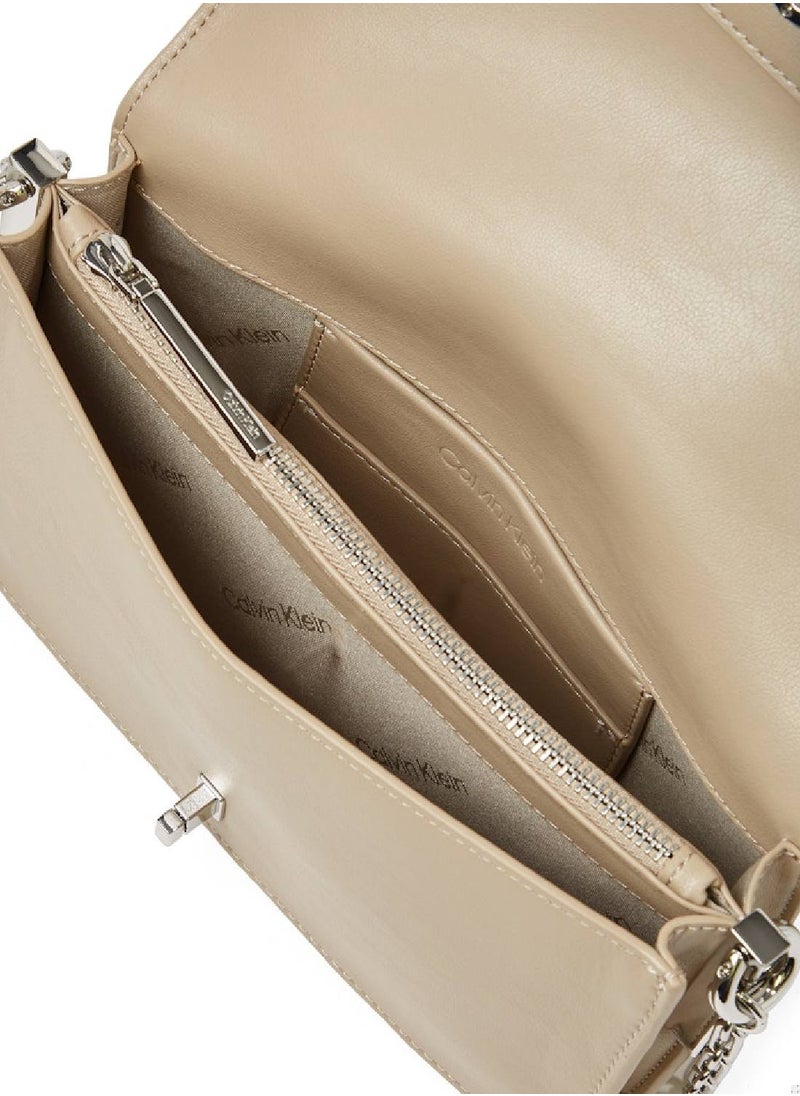 Women's Crossbody Wallet Bag - Polyester Blend, Beige