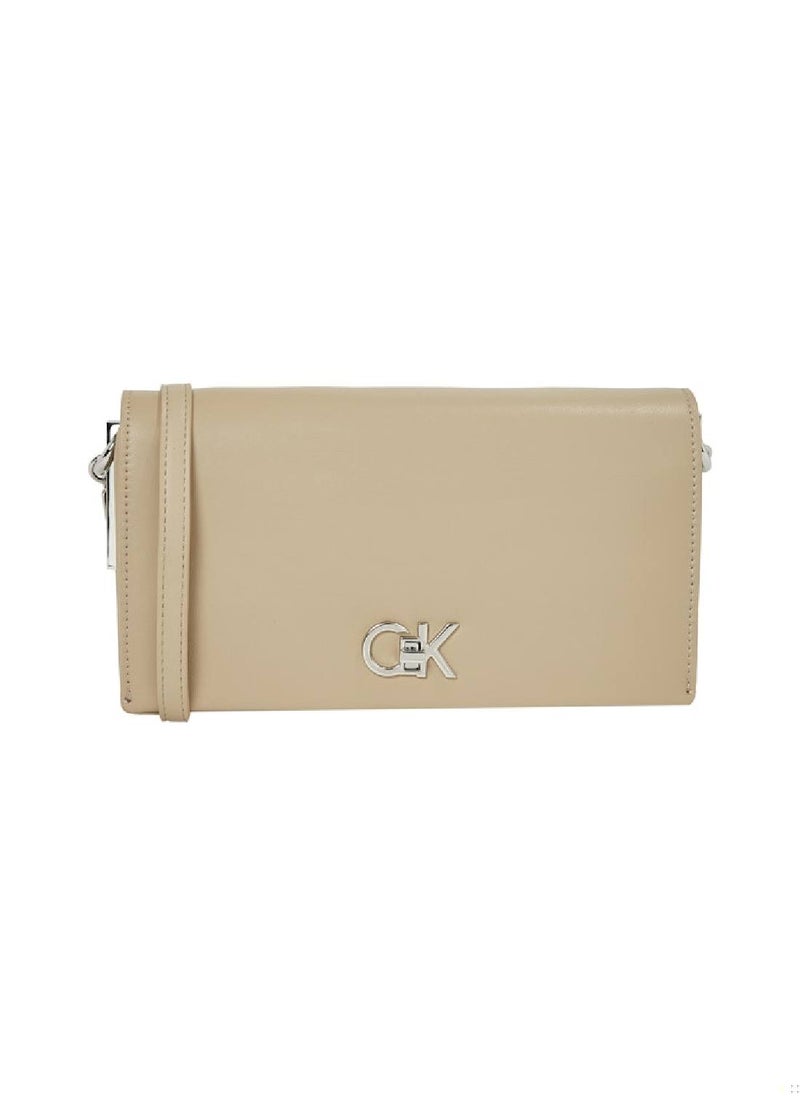 Women's Crossbody Wallet Bag - Polyester Blend, Beige