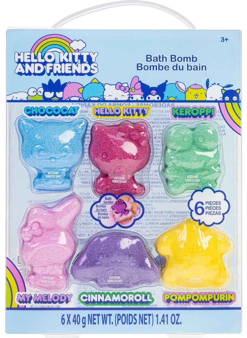 Hello Kitty and Friends Bath Bombs Set, 6 Piece, Bubblegum Scented - Ages 3+ Character Molded – Fun & Bright Colors - Bath Time Fun, Great Birthday Gifts, Stocking Stuffers, by Townley Girl
