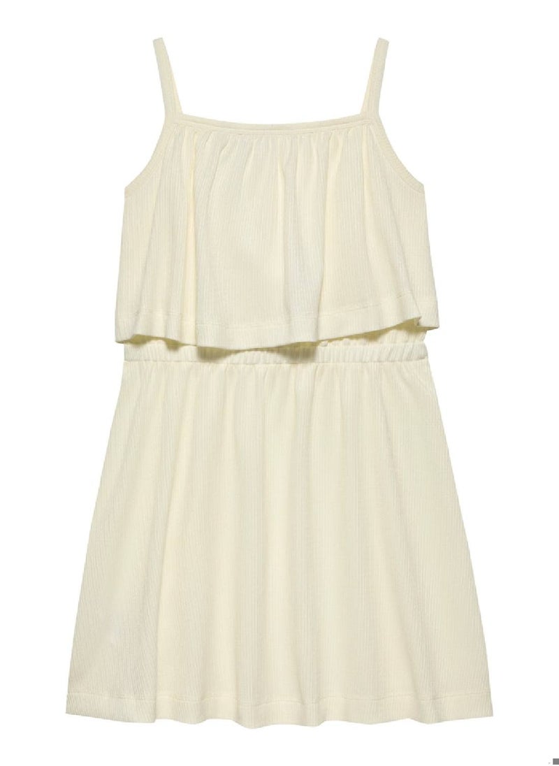 Girls' Crinkle Layered Tank Dress - Polyester, White