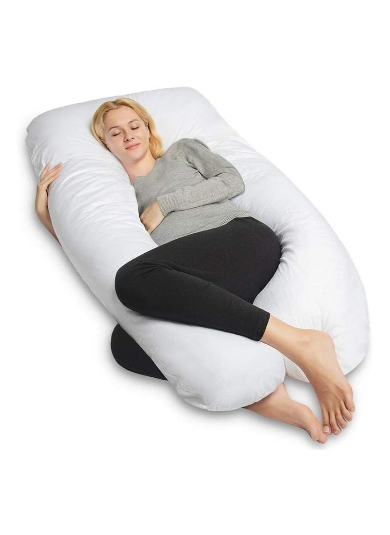 Comfort Pregnancy Maternity Body Support-Nursing U Shape Pillow Velvet White