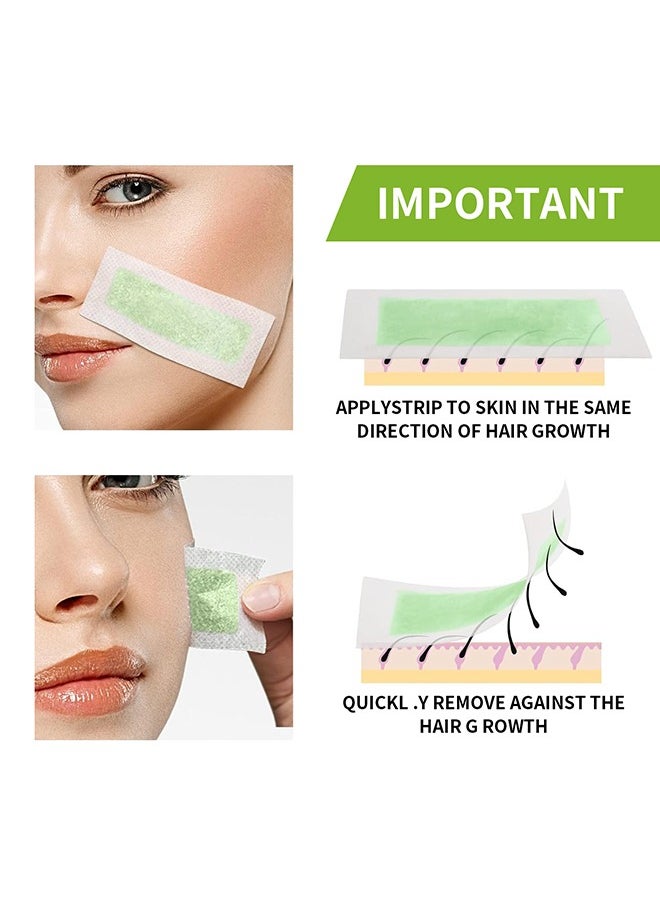Facial Wax Strips for Hair Removal, Double Sides Facial Body Wax Strips, Waxing Kit with (30 Face Wax Strips+4 Calming Oil Wipes)  For Women Man