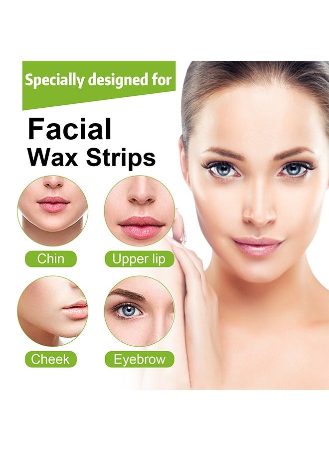Facial Wax Strips for Hair Removal, Double Sides Facial Body Wax Strips, Waxing Kit with (30 Face Wax Strips+4 Calming Oil Wipes)  For Women Man