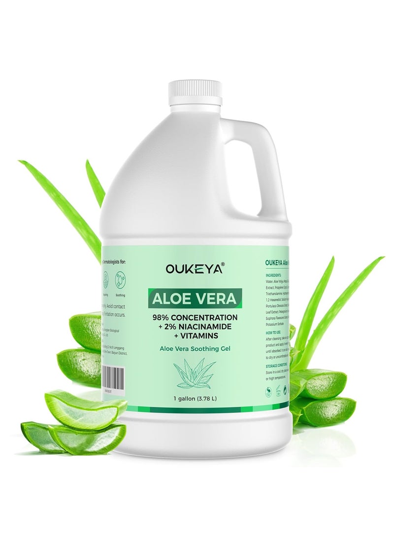 1 Gallon, Aloe Vera Gel – Soothing, Hydrating, and Nourishing for Face & Body | 98% Natural Aloe Vera, Pure & Organic for After Sunburn Relief, Skincare & Hair Hydration, Calming Moisturizing