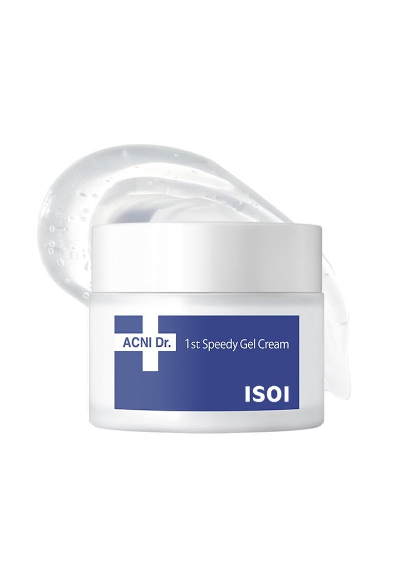 ISOI ACNI Dr. 1st Speedy Gel Cream 50ml (1.69 fl.oz) | Soothing and Moisturizing Gel Cream for Oily Skin | Skin Cooling Gel for Redness Relief | Korean Skin Care