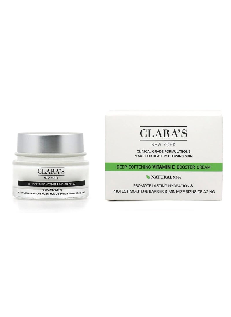 CLARA'S NEW YORK | Deep Softening Vitamin E Skin Barrier Cream | with Panthenol, Macadamia Oil | Healthy Glowing Skin, Rich | Non-sticky, Fast-absorbing Clinical-Grade Formula | 50ml MADE IN USA