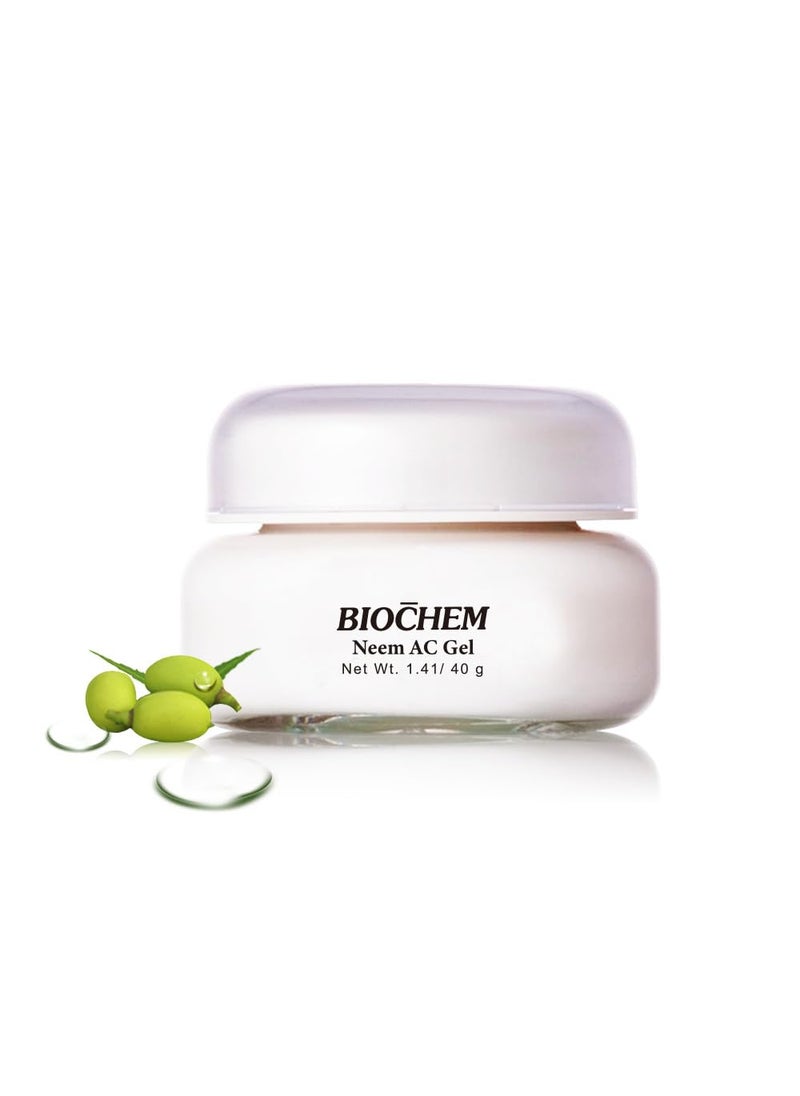BIOCHEM Neem AC Facial Moisturizing Gel - 1.41 oz / 40 g, Oil-Control & Soothing AC Gel with Natural Neem Extract