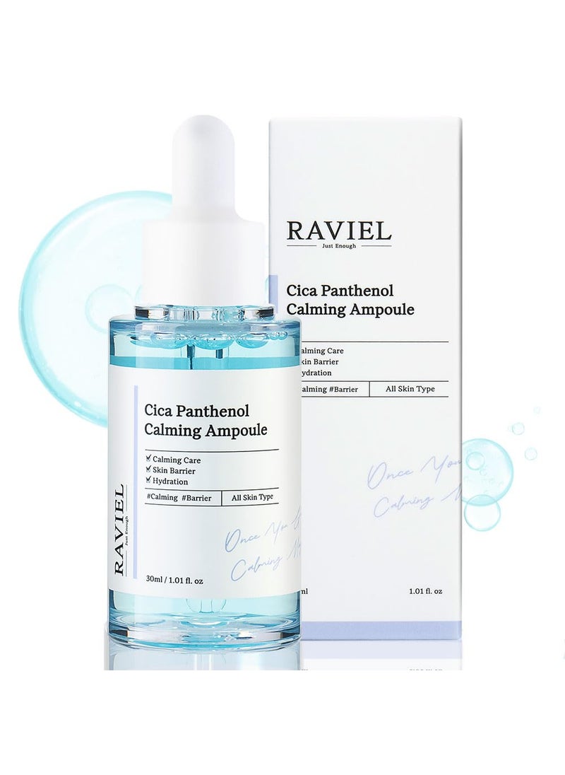 RAVIEL Cica Panthenol Calming Ampoule | Centella Extract, Soothing & Wrinkle Care, Hydration for Sensitive Skin | Korean Skincare (1.01 fl oz)