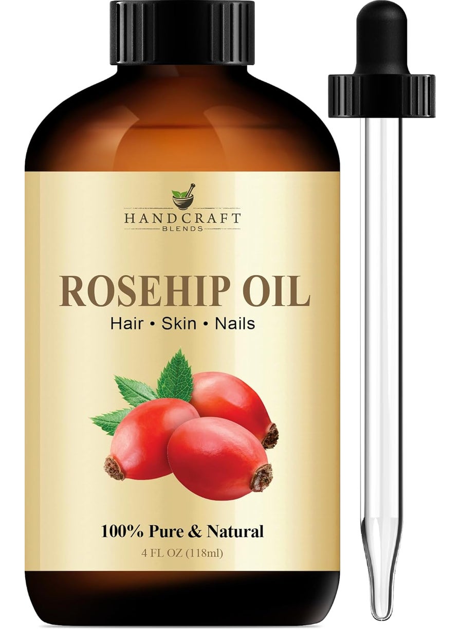 Handcraft Blends Rosehip Oil - 4 Fl Oz - 100% Pure and Natural - Premium Grade Oil for Face, Skin and Hair - Protect and Nourish - Carrier Oil