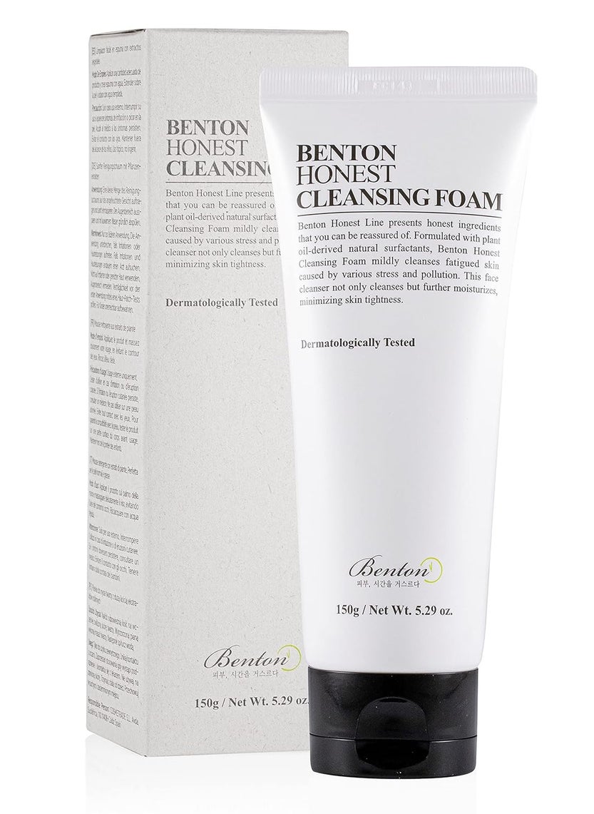 Benton Honest Cleansing Foam, 150g, Moisturizing, Soothing, Sensitive Skin, Dehydrated skin, Dermatologically Tested, Camelia Japonica Seed Oil, Palm oil derived surfactant
