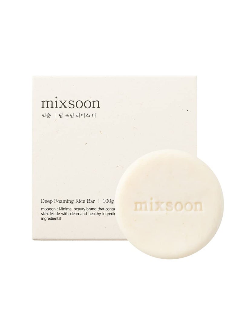 mixsoon Deep foaming Rice Bar 3.5 Ounce | Foaming facial cleanser with rice powder | Deep cleansing | Hypoallergenic clinical tested | Zero waste foam cleanser