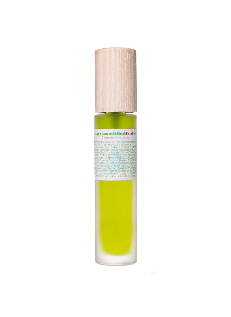 LIVING LIBATIONS - Organic Best Skin Ever All-In-One Facial Cleanser, Exfoliator + Moisturizer | Natural, Wildcrafted, Vegan Clean Beauty (Sandalwood)